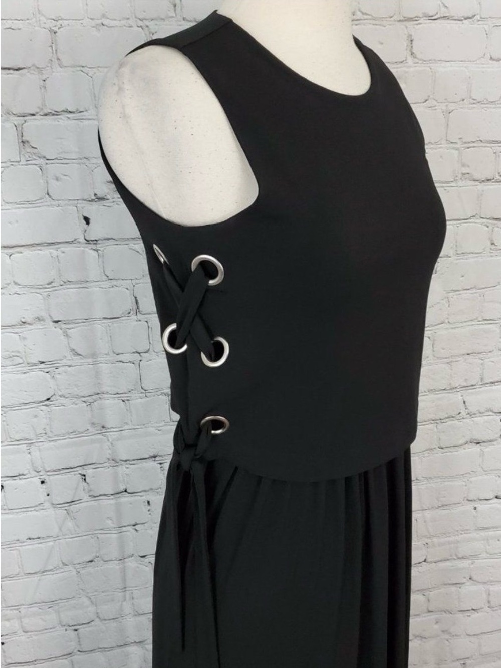 🖤 Michael Kors Layered Lace-Up Side Black Maxi Dress — Size Small